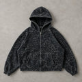 Leopard Graphic Cropped Zip up Hoodie Oversized