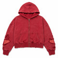 Hoodie Streetwear Vintage Washed Red Distressed Blank Hoodie