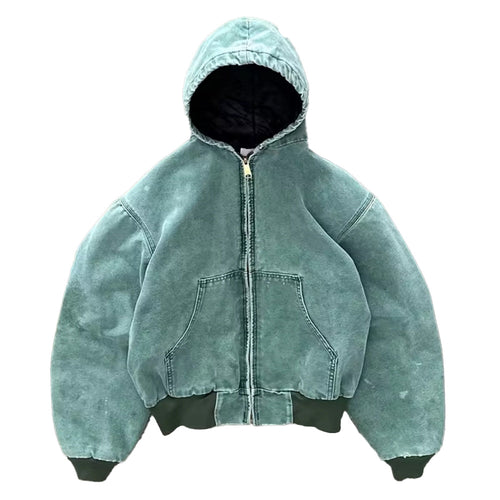 Heavyweight Vintage Ripped Acid Wash Zip up